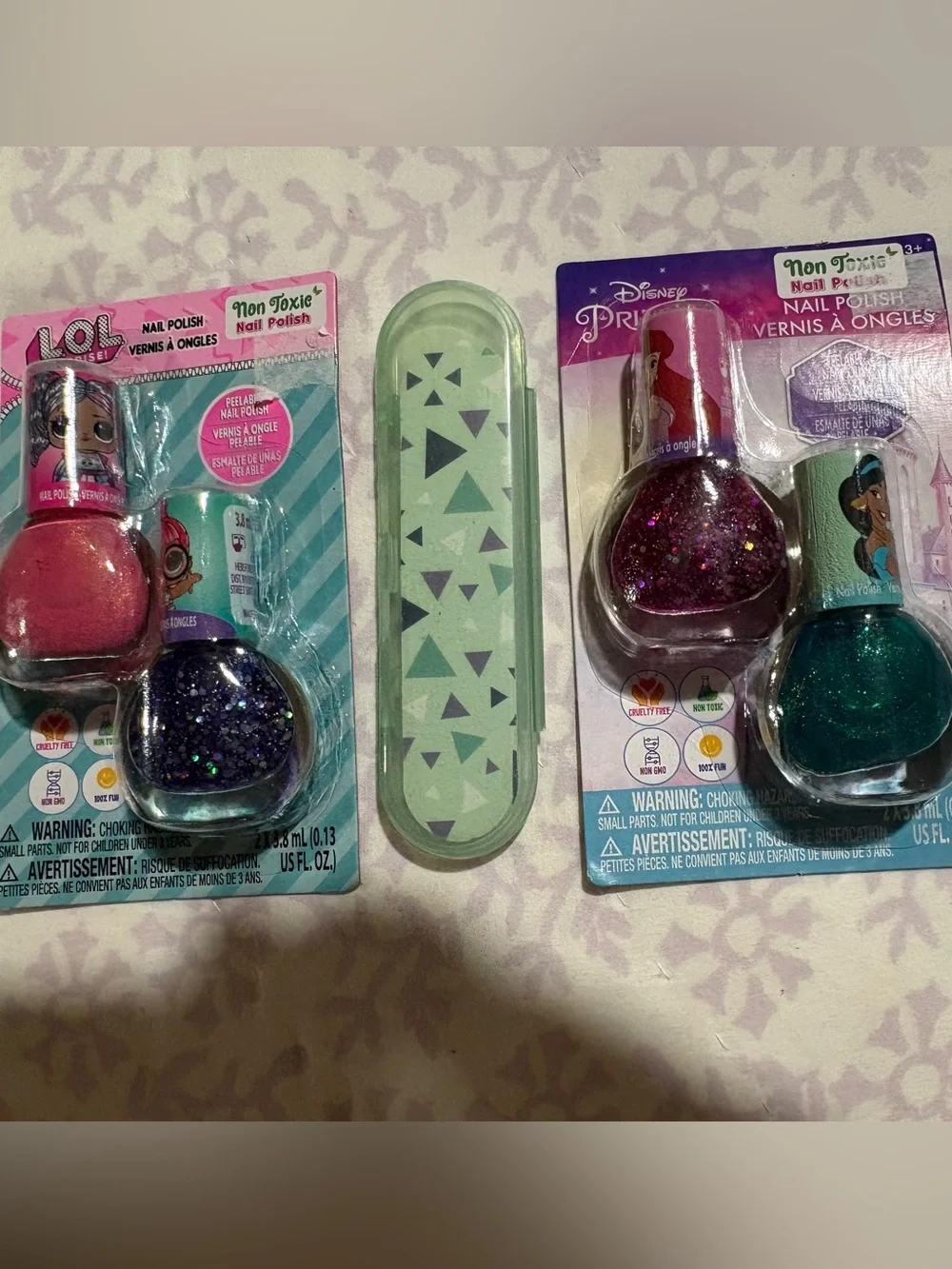 Disney Princess Glitter Nail Polish Duo Set - Pink, Purple & Teal